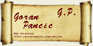 Goran Pančić vizit kartica